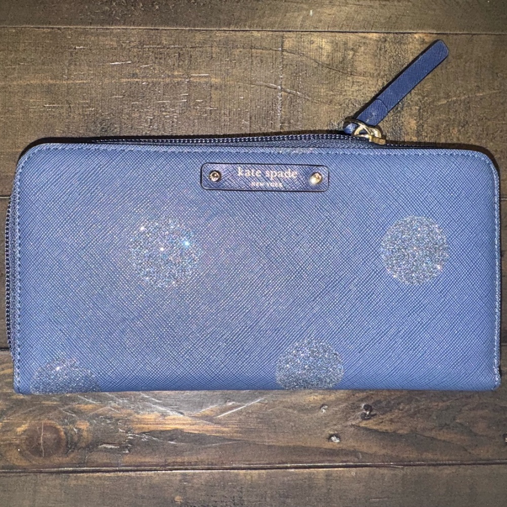 Kate Spade New York wallet 
Navy Blue and glitter Dots Like New